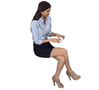 坐姿打字人物3D草图模型