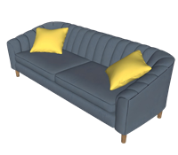 蓝色系双人座沙发3D建模素材