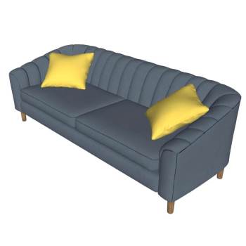 蓝色系双人座沙发SU模型 SU模型下载