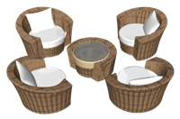 户外藤编沙发3d草图模型素材