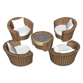 户外藤编沙发SU模型 SU模型下载