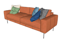 现代简约风格三人座沙发SU模型下载