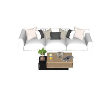 三人座沙发和茶几家具SU模型 SU模型下载