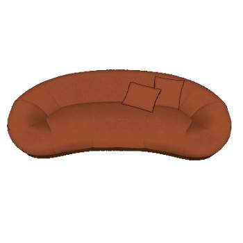 棕色弧形沙发家具SU模型 SU模型下载