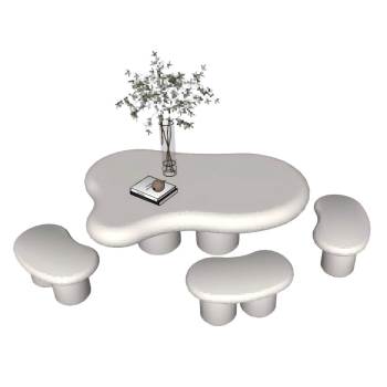 奶油风茶几SU下载茶几SU模型 SU模型下载