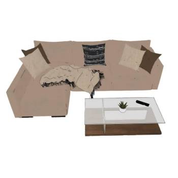 SU 沙发和玻璃茶几SU模型下载 SU模型免费下载