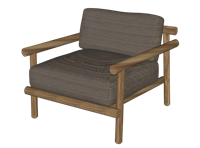 扶手椅子单椅SU下载 SketchUp模型截图 3D设计素材预览