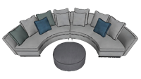 半弧形沙发茶几3D建模草图模型 SketchUp模型截图 3D设计素材预览