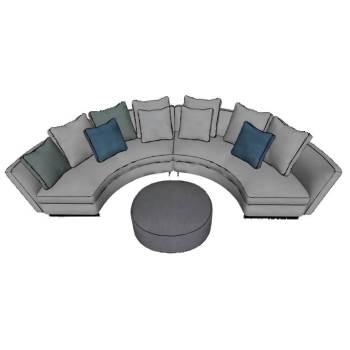 半弧形沙发茶几SU模型 SU模型下载