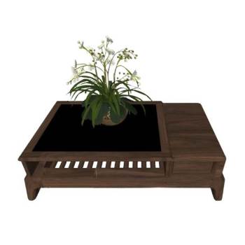 中式木制茶几花瓶SU模型 SU模型下载