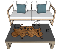 沙发茶几茶台3D草图模型 SketchUp模型截图 3D设计素材预览