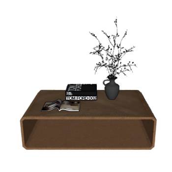 简约茶几花瓶书本SU模型 SU模型下载