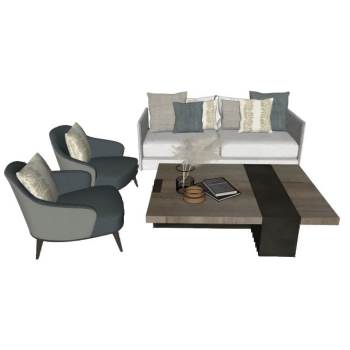 现代风家具沙发茶几组合SU模型 SU模型下载