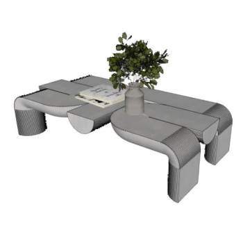 创意茶几花瓶SU模型 SU模型下载