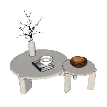 侘寂风茶几SU模型 SU模型下载