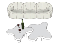 三人座沙发和茶几家具3d草图大师模型