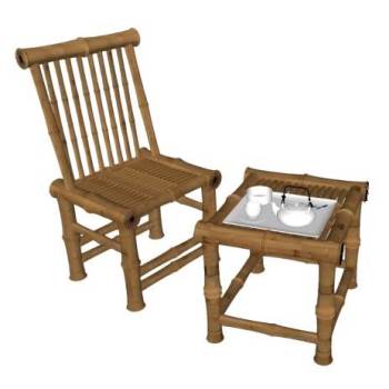 竹子椅子凳子茶具SU模型 SU模型下载