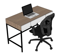 电脑桌书桌旋转椅子su模型