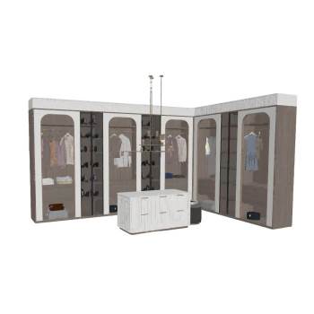 步入式衣柜衣帽间su模型 SU模型下载