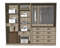 开放式储物柜步入式衣柜的su模型