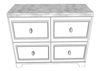 现代简约风格的四斗矮柜子su模型