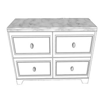 现代简约风格的四斗矮柜子su模型 SU模型下载