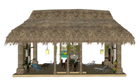 东南亚茅草亭凉亭3D草图模型