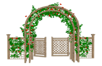 乡村花园门篱笆门蔓藤植物su模型