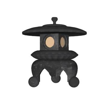 日式风格石灯笼草坪灯景观su模型 SU模型下载