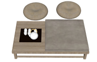 日式茶桌茶具坐垫su模型