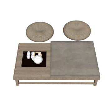 日式茶桌茶具坐垫su模型 - SU模型免费下载_sketchup模型