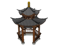 中式凉亭六角亭子建筑 SketchUp模型截图 3D设计素材预览