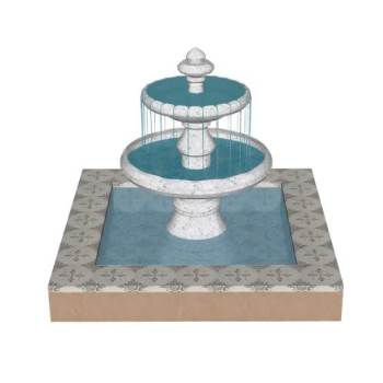 喷泉水池流水景观su模型 SU模型下载
