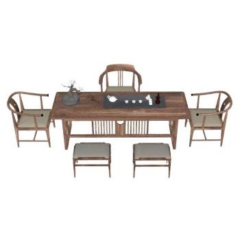 中式茶桌su模型 SU模型下载