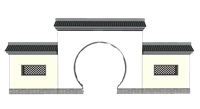 中式园林月洞门围墙su模型