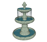 三层喷泉水池景观跌水su模型