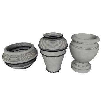 陶罐花钵景观小品su模型 SU模型下载