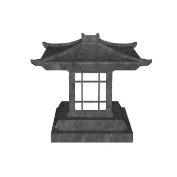 日式石制水钵石灯笼su模型 SU模型下载