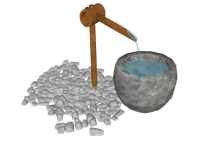 日式惊鹿竹滴流水景观su模型