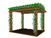 木制花园藤架蔓藤su模型