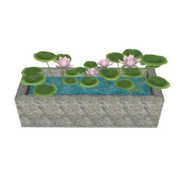 荷花池荷叶景观su模型 SU模型下载