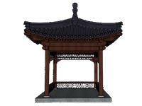中式古建筑四角亭子su模型