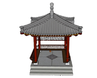 中式凉亭四角亭子su模型
