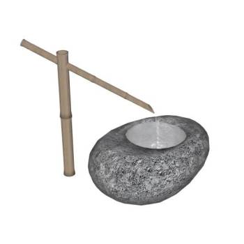 惊鹿流水景观竹滴su模型 SU模型下载