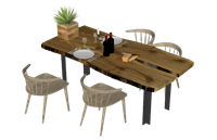 实木餐桌椅su模型