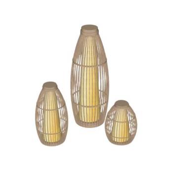 竹制装饰灯笼su模型 SU模型下载