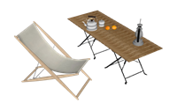 户外露营装备折叠椅和露营桌子su模型