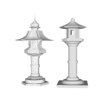 日式石灯笼景观构建物su模型 SU模型下载