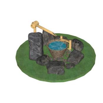 竹滴景观石头惊鹿su模型 SU模型下载