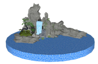 假山流水景观迎客松su模型